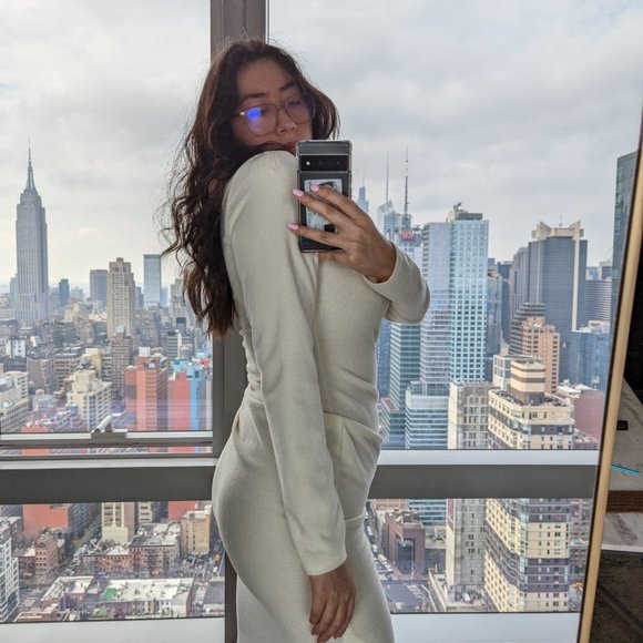 White High Neck Cut Out Midi Dress - Picture 5 of 6